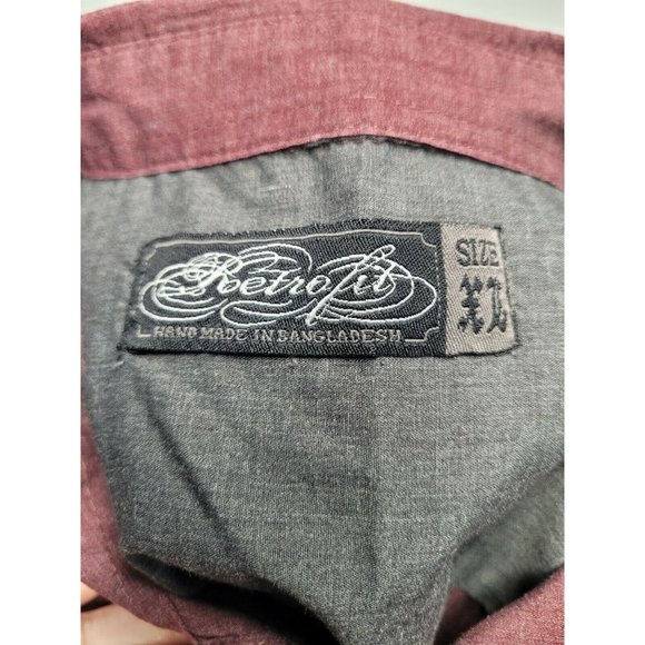 Retrofit Brand MFG Short Sleeve Button Down Shirt Maroon Red Mens Size XL - Picture 3 of 8